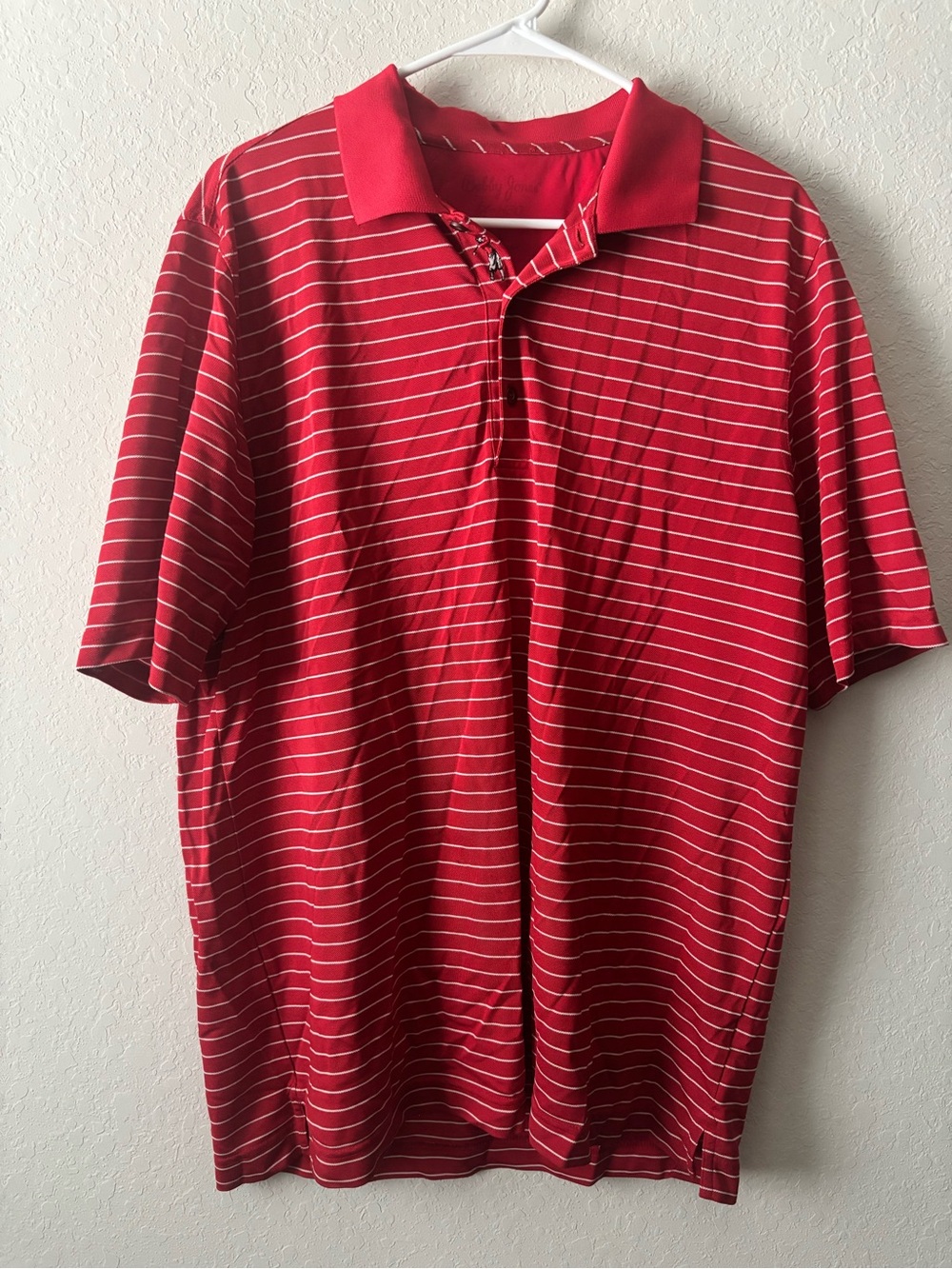 Bobby Jones X-H2O Golf Polo Men’s L Red White Stripe Performance Stretch